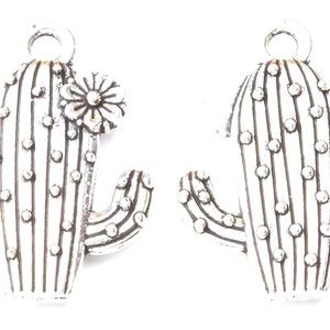 Silver plated cactus pendants